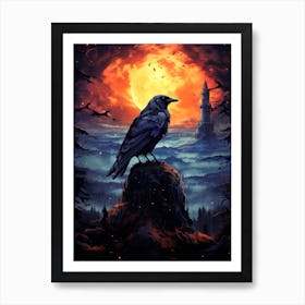 Crow On A Hill Art Print