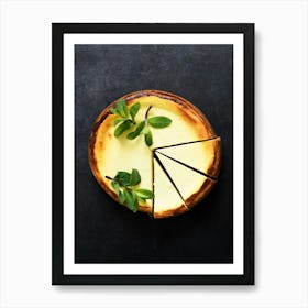 Vanilla cheesecake — Food kitchen poster/blackboard, photo art Art Print