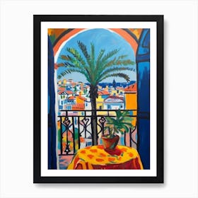 Window View Of Barcelona In The Style Of Fauvist 1 Art Print