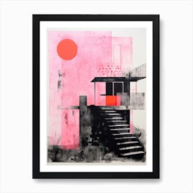 A House In Kyoto, Abstract Risograph Style 4 Art Print