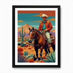 Cowboy On Horseback 1 Art Print