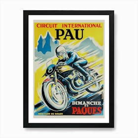 The Motorcycle Grand Prix de Pau was ran every year on the Circuit of Pau town, drawn on the streets of Pau, in the Pyrénées-Atlantiques in France. Art Print