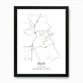 Blyth,United Kingdom Minimalist Map Poster