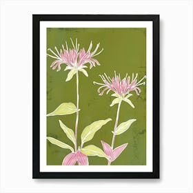 Pink & Green Bee Balm 2 Art Print