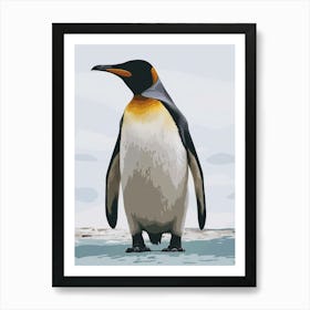 Emperor Penguin Dunedin Taiaroa Head Minimalist Illustration 1 Art Print