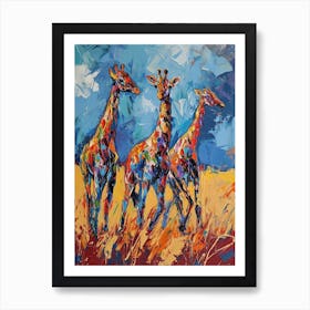 Brushstroke Impressionism Inspired Giraffes Art Print