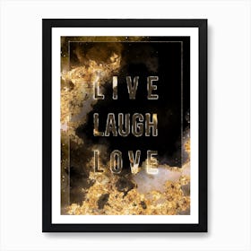 Live Laugh Love 2 Gold Star Space Motivational Quote Art Print