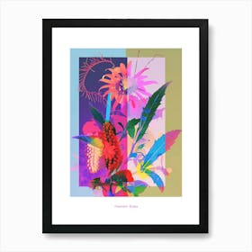 Fountain Grass 4 Neon Flower Collage Poster Art Print