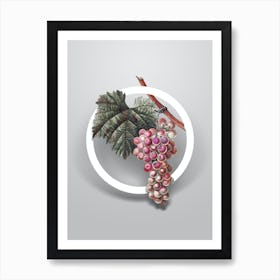 Vintage Grape Vine Minimalist Botanical Geometric Circle on Soft Gray n.0387 Art Print