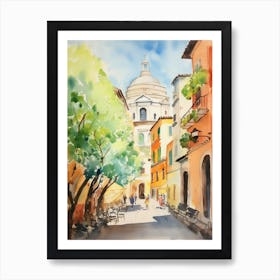 Rome, Italy Watercolour Streets 8 Art Print