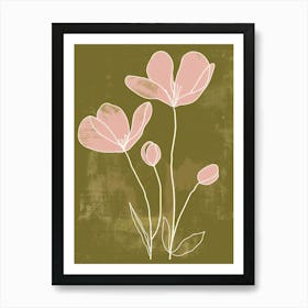 Pink & Green Buttercup 2 Art Print