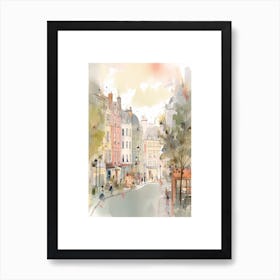 Pink Paris Shops Watercolour 2 Art Print