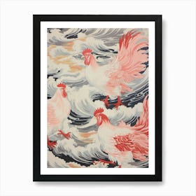 Vintage Japanese Inspired Bird Print Rooster 2 Art Print