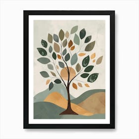 Pear Tree Minimal Japandi Illustration 4 Art Print