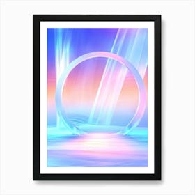 Geometric Portal Swirled With Dreamy Abstract Pastel Sky Prismatic Refractions Within Sleek Shar (2) Art Print