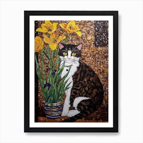 Iris With A Cat 3 Art Nouveau Klimt Style Art Print