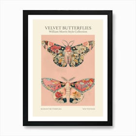 Velvet Butterflies Collection Radiant Butterflies William Morris Style 3 Art Print