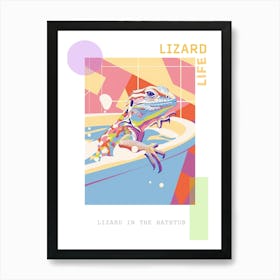 Lizard In The Bathtub Modern Abstract Illustration 3 Poster Art Print