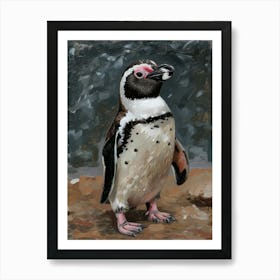 African Penguin Robben Island Oil Painting 3 Art Print