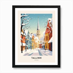 Vintage Winter Travel Poster Tallinn Estonia 4 Art Print