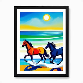Horses On Beach Art Print