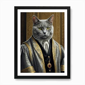 Cat In Robes Art Print