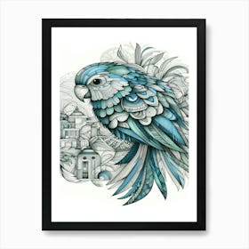 Clover Blue Parrot Art Print