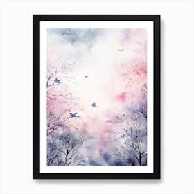 Bird Flock Watercolour 4 Art Print