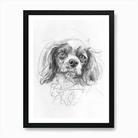 English Toy Spaniel Dog Charcoal Line 4 Art Print