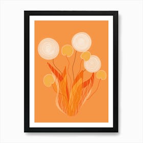 Orange White Flowers Plant Art Print