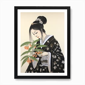 Suzuran Lily Of The Valley 2 Vintage Japanese Botanical And Geisha Art Print