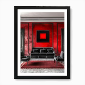 Red Living Room 1 Art Print