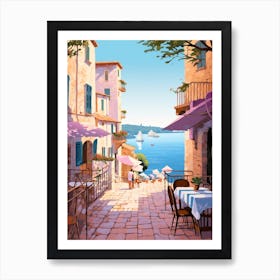 Rovinj Croatia 4 Vintage Pink Travel Illustration Art Print