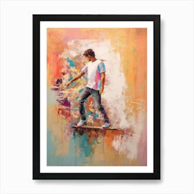 Skateboarding In Barcelona, Spain Drawing 2 Art Print