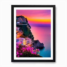 The Amalfi Coast, Italy Sunset Pop Art Photography Art Print