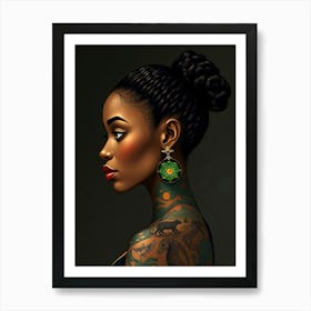 Black Woman With Tattoos 2 Art Print