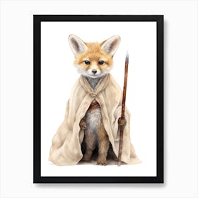 Baby Fox Kit As A Jedi Watercolour 2 Art Print