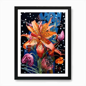 Surreal Florals Gloriosa Lily 2 Flower Painting Art Print