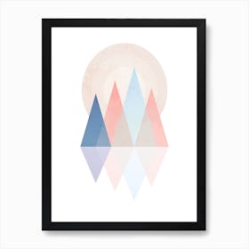 Pink Blue Scandi Mountains Art Print