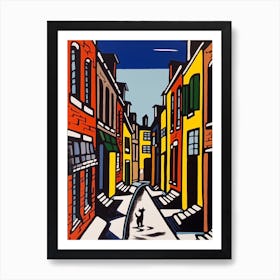 Painting Of Amsterdam With A Cat In The Style Of Pop Art, Illustration Style 4 Art Print