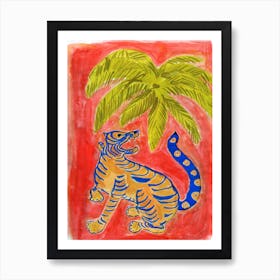 Tiger Under Palms Art Print
