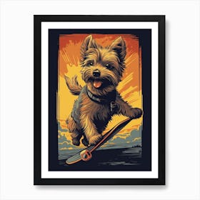 Yorkshire Terrier Dog Skateboarding Illustration 1 Art Print