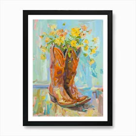 Cowboy Boots And Wildflowers Mayapple 2 Art Print
