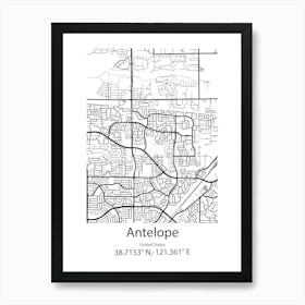 Antelope,United States Minimalist Map Art Print