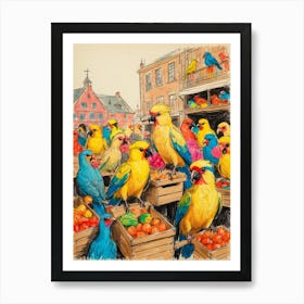 Colorful Parrots 2 Art Print