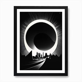 Solar Eclipse Noir Comic Space Art Print