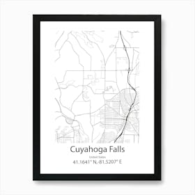 Cuyahoga Falls,United States Minimalist Map Art Print