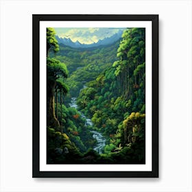 Sarawak Forest Pixel Art 1 Art Print