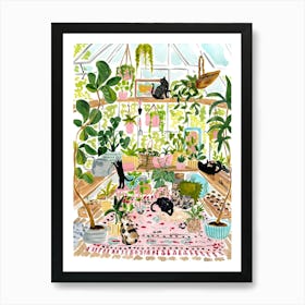 Greenhouse Cats Art Print