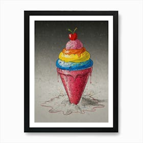 Rainbow Ice Cream Cone 11 Art Print